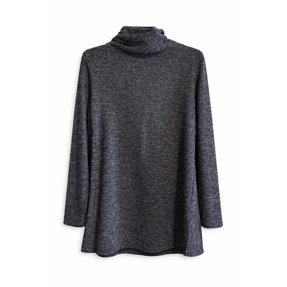 Southern Lady Charcoal Cowl Neck Knit Sweater Button Detail Cozy Top M - Picture 2 of 7